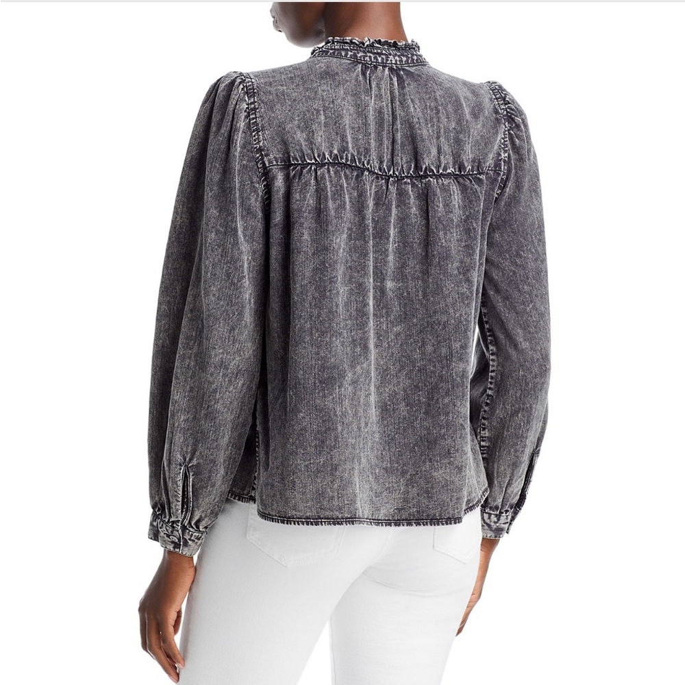 Rails Washed Black Ruffled Yoke Button-Down Blouse - Picture 4 of 5